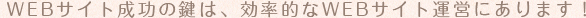 WEBサイト成功の鍵は、効率的なWEBサイト運営にあります！